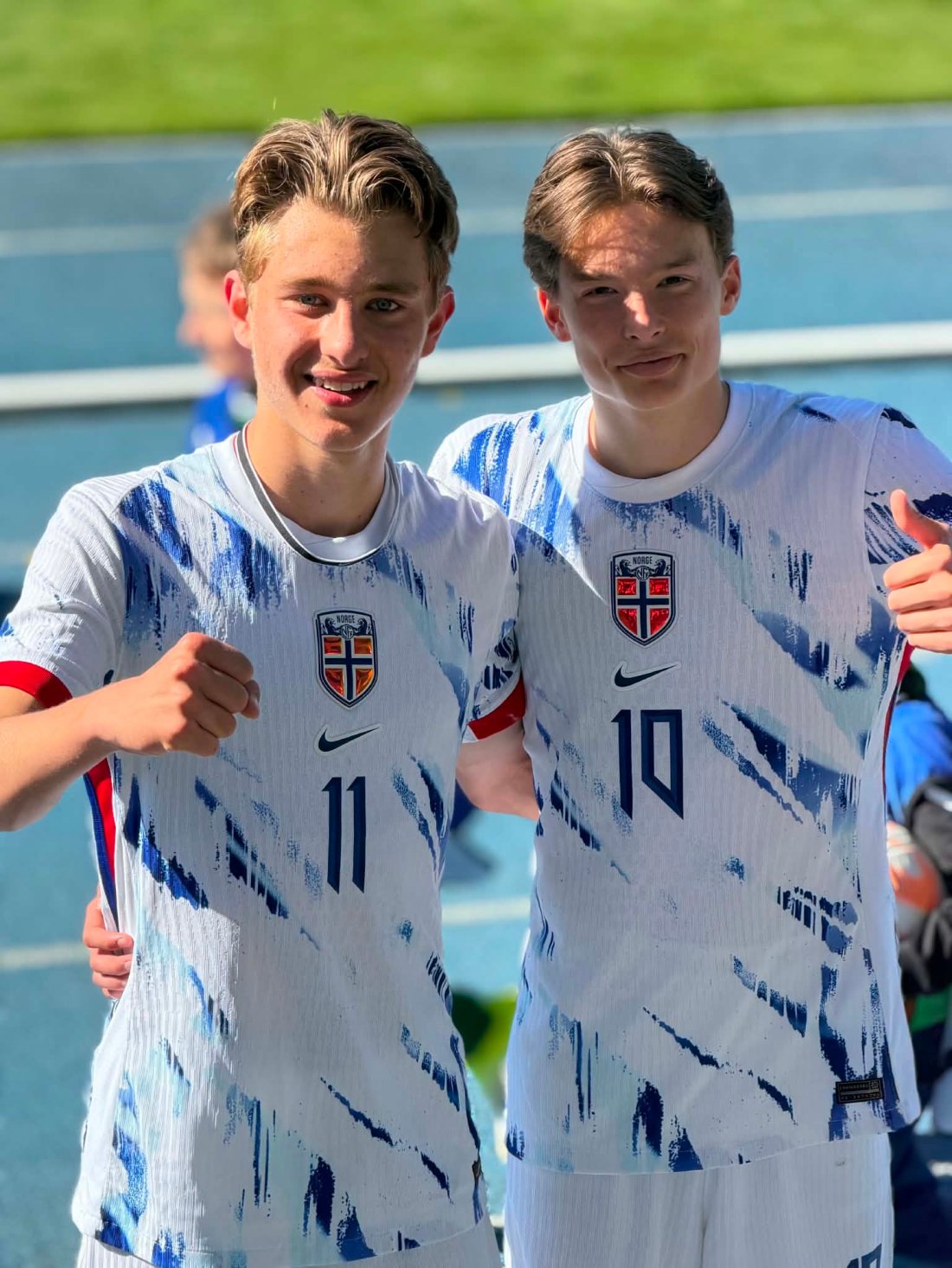 Lukas Lisac (t.v) og Liam Benonisen scoret begge for Norge G16 denne samlingen. (Arkivfoto fra en tidligere anledning)