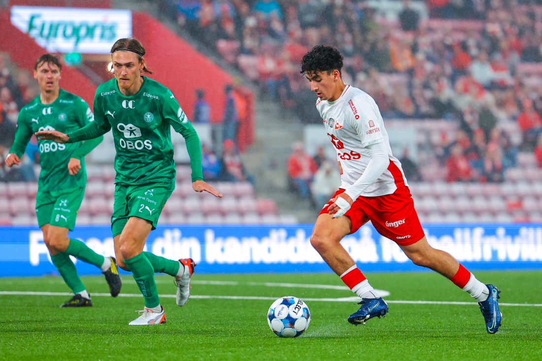 Salim Laghzaoui i aksjon mot HamKam i forrige runde. (Foto: Thomas Andersen / NTB)