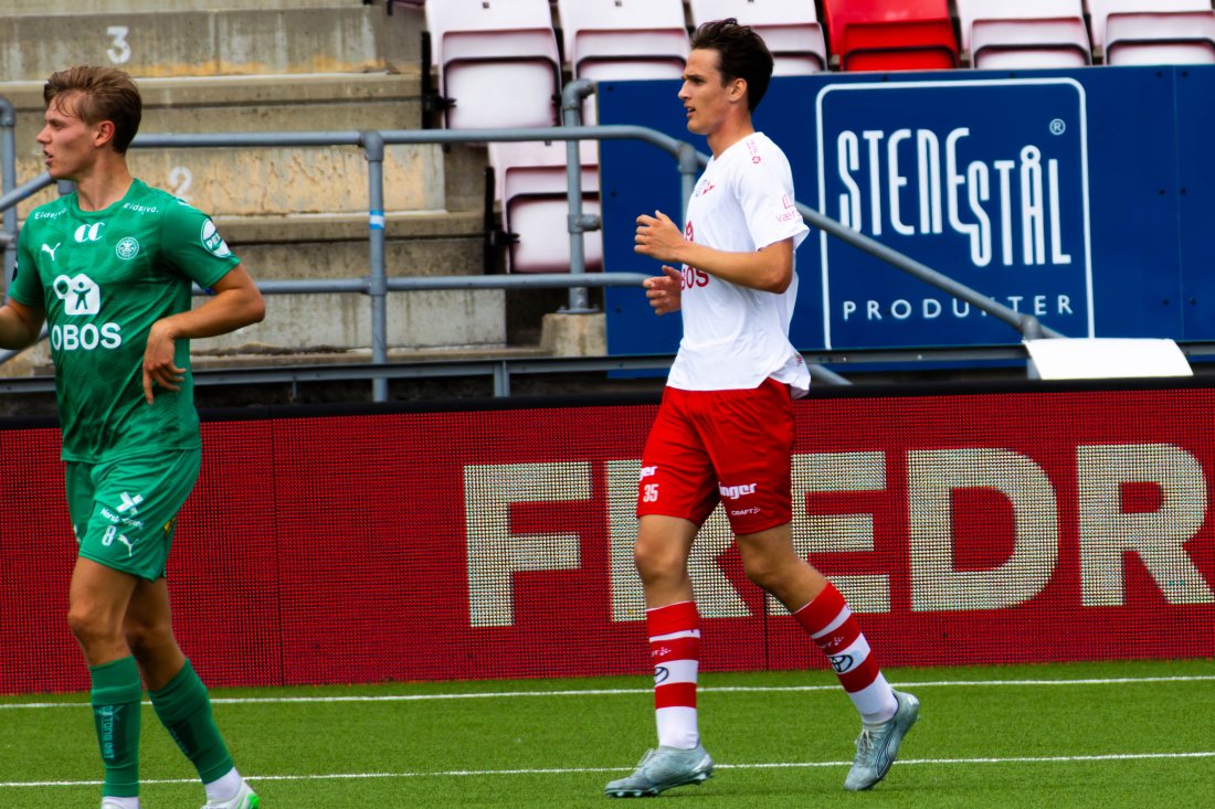 Elias Nordrum i aksjon mot HamKam under lørdagens treningskamp.