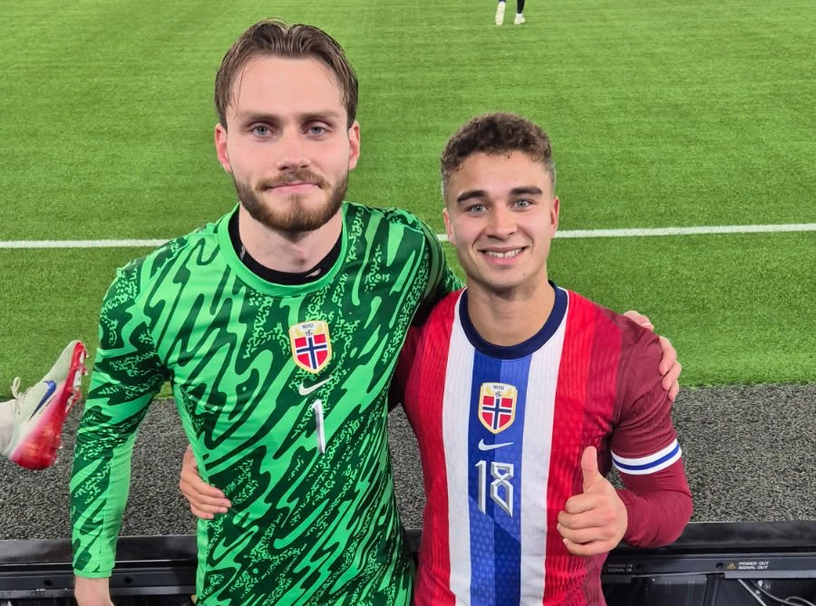 Martin Børsheim (t.v) og Henrik Skogvold er faste inventarer i Norge U21-tropppen.