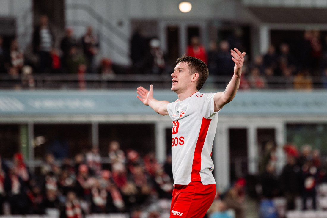 Joannes Bjartalid scoret i går, søndag, sitt første mål i Eliteserien. (Foto: Qwerty AS)
