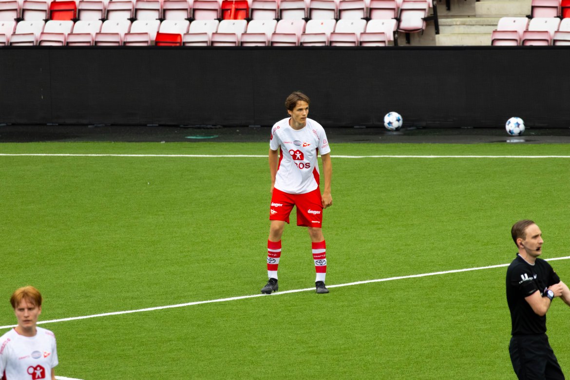 Elias Nordrum fikk sin debut på tampen av kampen mot Sandefjord.
