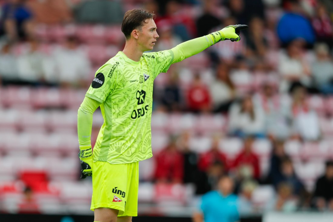 Valdemar Birksø under eliteseriekampen i fotball mellom Tromsø og Fredrikstad på Romssa Arena. (Foto: Rune Stoltz Bertinussen / NTB)